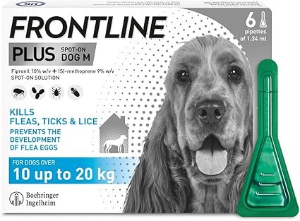 frontline plus spot on medium dogs 10 20kg, 6 pipettes frontline plus spot on medium dogs 10 20kg, 6 pipettes
